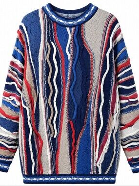 EMAROO | Vintage Australian 3D Knit Biggie Crewneck Cotton Texture Sweater | XXL
